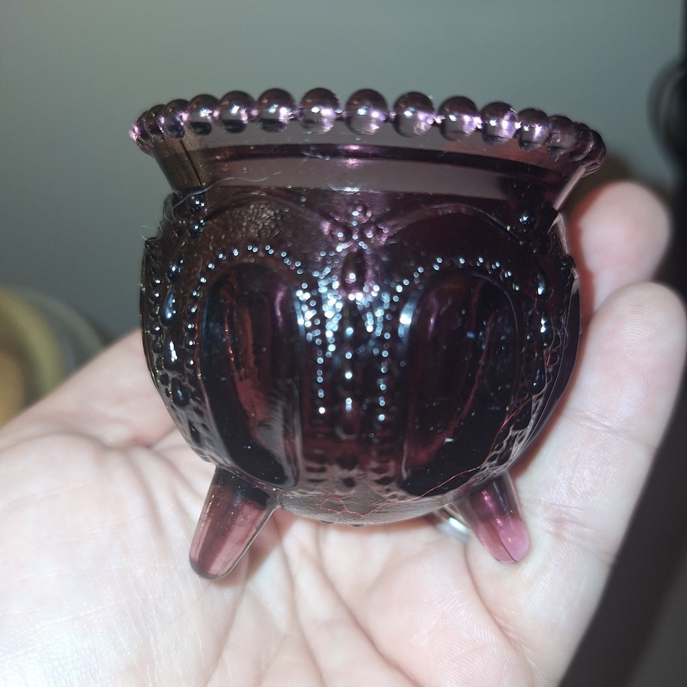 Vintage Degenhart Boyd Thumbprint Cauldron Gypsy Toothpick Salt Candle Amethyst